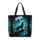 thumbnail image 1 of Fotbe Blue Full Moon Wolf Bolsa Tote con Estampado para Mujer, Bolsos con Cremallera, Bolsa de Hombro Casual de Gran Capacidad con Bolsillos Internos, 1 of 7