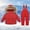 Red, variant on Lilgiuy Girls Boys Snowsuit Winter Solid Color Double Zippered Placket Warm Hooded Puffer Coat and Elastic Ski Bib Pants Gifts for Your Kids Black (1-6Y)
