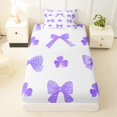thumbnail image 3 of Erosebridal Kids Kawaii Gradient Bowknot Twin Sheet Sets 3pcs,Purple Watercolor Clover Bedding for Teens Girls,Breathable Home Decor, 3 of 5