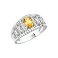 thumbnail image 3 of RYLOS Rings for Women Sterling Silver Ring Classic Style 7X5MM Oval Gemstone &  Diamond Ring November Citrine Jewelry Size 10, 3 of 7