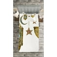 thumbnail image 3 of Ambesonne Oriental Quilted Bedspread Set 2 Pcs, Watercolor Moon Stars Art, Twin Size, Marigold Pink Blue, 3 of 3