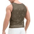 thumbnail image 3 of Kalauyu Mens Mesh Tank Top Vertical Striped Rhinestone Sleeveless See Through Party Shirt, 3 of 5