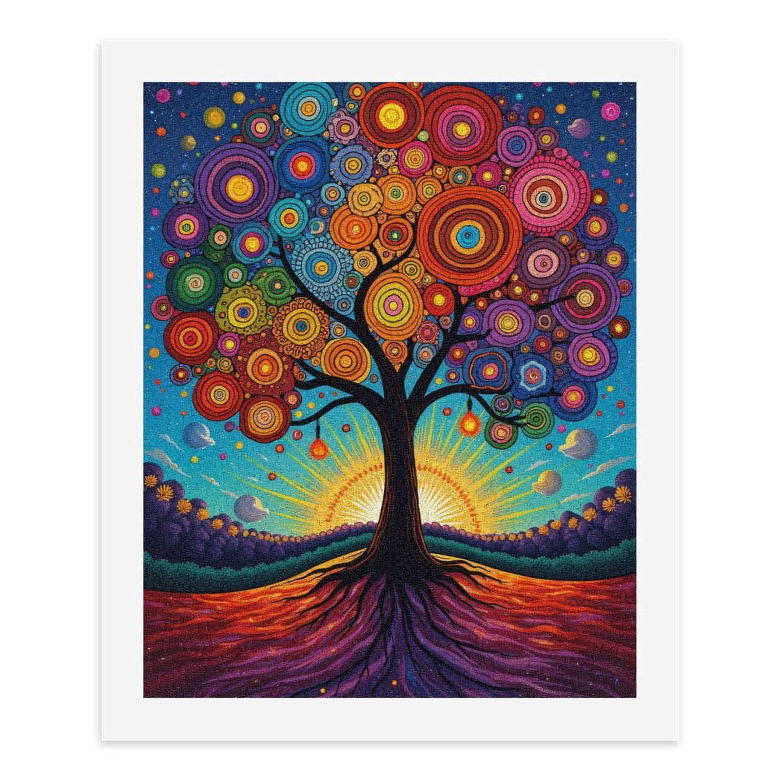 Paint by Numbers Kit for Adults, Vibrant Abstract Tree Sunset Sky Paint by Numbers, Easy Paint by Numbers Kit for Adults Beginner, DIY Adult Paint by Number Kits on Canvas, 12x16in Home Decor
