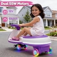 thumbnail image 6 of Track Seven 12V Electric Wiggle Car with Pedal, 2 in 1 Swing Car, Bluetooth, LED Lights, Flashing PU Wheels, Max Speed 5 Mph, Anti-Rollover, 12V Ride on Toy Car for Kids Toddlers Aged 3+, Purple, 6 of 8