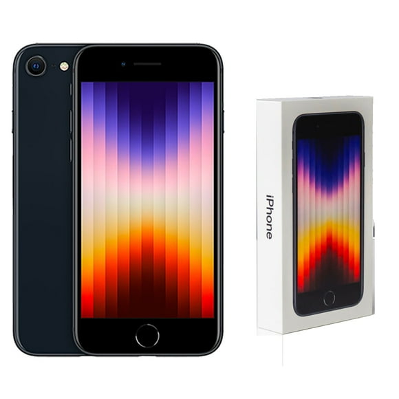Open Box Apple iPhone SE (3rd Gen) A2595 (Fully Unlocked) 64GB Midnight