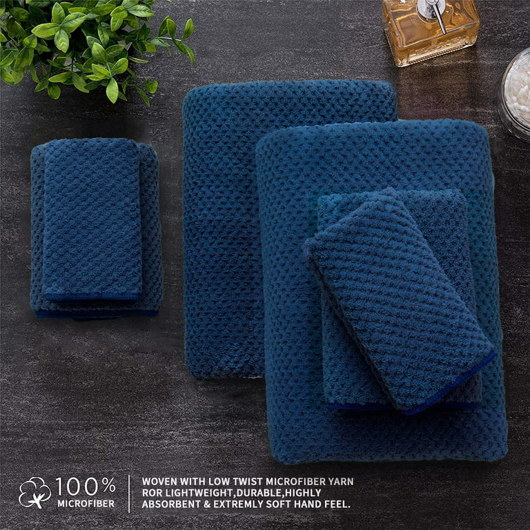 Jessy Home 4 Pack Oversized Bath Sheet Towels 700 GSM Ultra Soft Navy Blue  Bath Towel Set