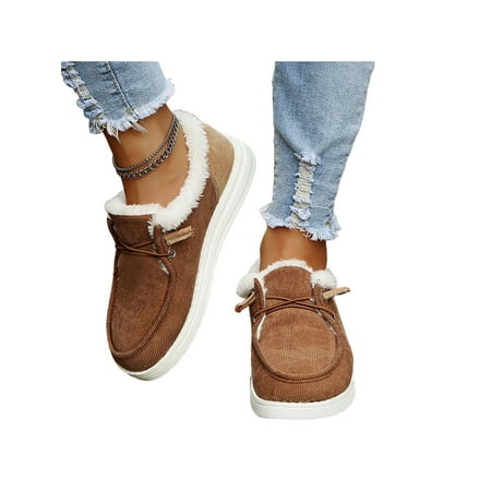 

Kesitin Women s Loafer Booties Faux Velvet Collar Plush Mocassin Slip On Winter Indoor Outdoor Flatform Comfort Slip On Loafer Brown US 10