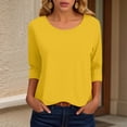 thumbnail image 2 of KPOPLK Womens 3/4 Sleeve T-Shirts Summer Tops Fall Fashion Blouses Beach Vacation Clothes Spring Tunic Trendy(XXXL,b267-Yellow), 2 of 6