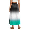 thumbnail image 5 of Gradient High Waisted Skirt, Casual Flowy Long Skirt with Slit and Pockets, Summer Ombre A-Line Slacks, 5 of 6