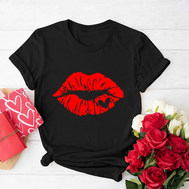 Aqestyerly Hauts d'Été Tendance Mode Femme Col Rond Imprimé T-Shirt Manches Courtes Décontracté Ample