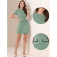 thumbnail image 2 of DARING DIVA Round Neck Short Sleeve Pencil Sheath Dress L Green, 2 of 6
