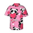 thumbnail image 3 of Uemuo Panda Heart Valentine Pink Printed Regular Fit Short Sleeve Casual Hawaiian Shirt for Men,Aloha shirt,Tropical shirt,Floral print shirt,Vacation Beach shirt-3X-Large, 3 of 9