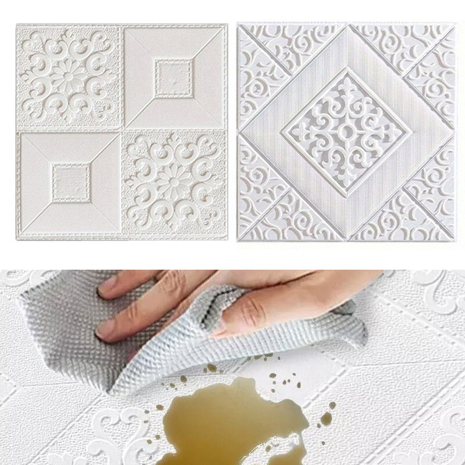 30Pcs 3D Foam Tile Brick Wall Sticker Self-Stick Waterproof Ceiling Panel