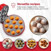 Holstein Housewares 12-Count Cakepop Maker, with Non-Stick Plates & Indicator Lights – Bakes 12 Sweet or Savory Pops Fast, Perfect for Birthday Treats & Holiday Party Snacks, Red