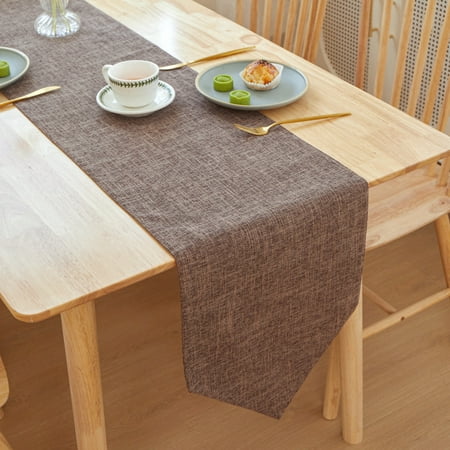 

Namzi solid color linen simple long strip table flag tea flag cloth dining cabinet tea table flag desktop decoration (brown 160 * 30cm)