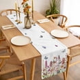 thumbnail image 3 of Table Runner 60 Inches Long for Kitchen Dining, Spring Floral Dresser Scarf Farmhouse, Dining Table Decorations for Wedding/Parties, Watercolor Lavender Daisy Butterflies Botanical 13 x 60 In, 3 of 8