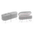 thumbnail image 2 of Velvet Fabric Bench With Wood Legs,Ottoman Chair with Large Storage,End of Bed Leg with Non-slip sticker for Corridors and Entryways,Orange, 2 of 9