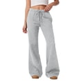 thumbnail image 2 of WULMLEO Womens Flare Sweatpants Elastic Drawstring High Waist Casual Bell Bottom Pants Gray 2XL, 2 of 8