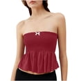 thumbnail image 2 of FDGIU Women's Summer 2025 Plus Size Peplum Tank Tops - V Neck Sleeveless Pleated Blouse for Beach and Office Wear, 2 of 6