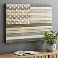 thumbnail image 3 of DecMode Brown Wood Handmade Washed American Flag Wall Decor with Slatted Panels and Cream Stars, 3 of 12