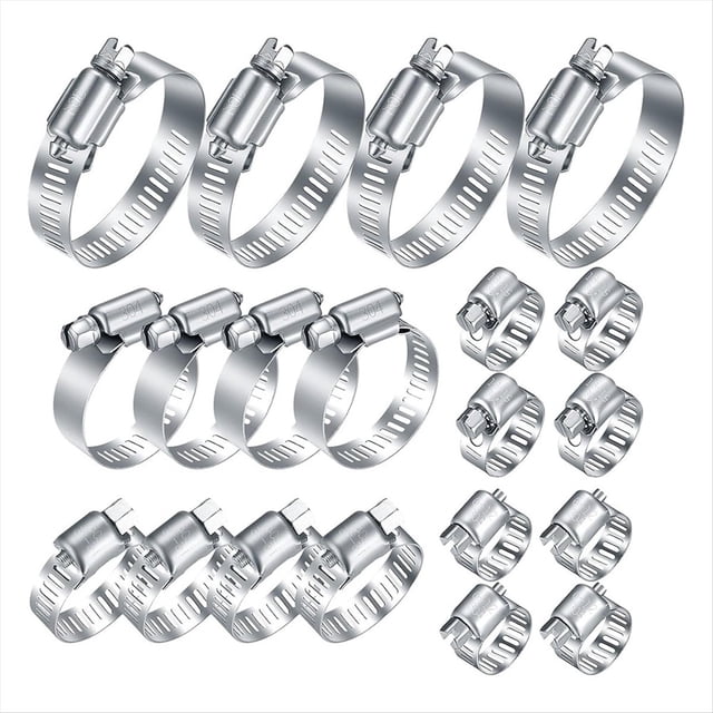 Abrazaderas de Manguera de Acero Inoxidable de 20 Piezas, Abrazaderas de Manguera de Tubo de Engranaje Helicoidal Ajustable de 1/4-2 Pulgadas (6-51 Mm) para Plomería, Maquinaria