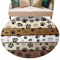 thumbnail image 2 of Brown Beige Farmhouse Round Area Rug 7 FT, Non Slip Living Room Area Carpet, Black Dog Paw Vintage Wooden Washable Soft Circular Rug Non-Shedding Floor Carpet for Bedside Office Play Room Classroom, 2 of 9