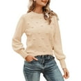 thumbnail image 2 of Multicolor Womens Sweatshirt Women's Solid Color Hairball Sweater Loose Long Sleeved Crew Neck Pullover Sweater Fall Clothes for Women, 2 of 5