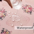 thumbnail image 3 of Pink Floral Rectangle Tablecloth Vintage Shabby Chic Flower Table Cloth Spring Table Cover Waterproof for Dinner Kitchen Picnic, Pink, 60x84 Inches, 3 of 6