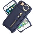 thumbnail image 3 of iPhone 7 8 SE (2020) Case with Card Holder for Women, iPhone 7 Phone Case Wallet with Strap Credit Card Slots Crossbody with Kickstand Zipper Shockproof Case for iPhoneSE (2020) - Blue, 3 of 16