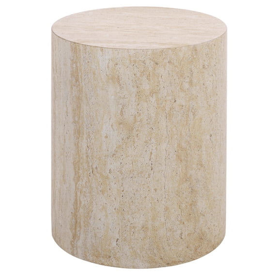Safavieh Tina Cylinder Outdoor Polystone End Table, Travertine