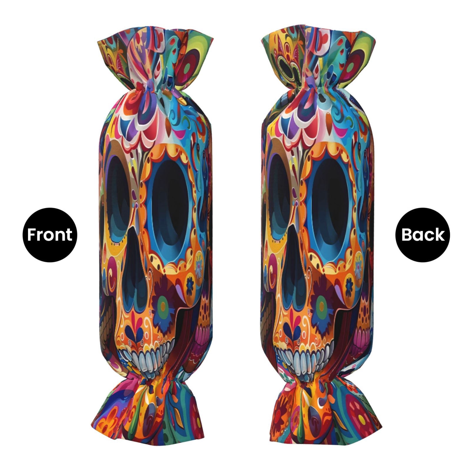 Candy Throw Pillow Travel Cervical Pillow Cylindrical Neck Body Cushion With Insert For Bed Couch Home Decor 9.8x24.4in Festive Sugar Skulls (4)