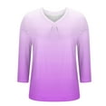 thumbnail image 4 of Generic Womens 3/4 Length Sleeve Tops Loose Fit Soft V Neck Trendy Gradient Color Business Casual Beach Oversize T Shirts, 4 of 5