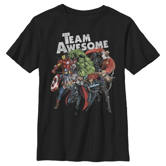 Boy's Marvel The Avengers Team Awesome  Graphic Tee Black Medium