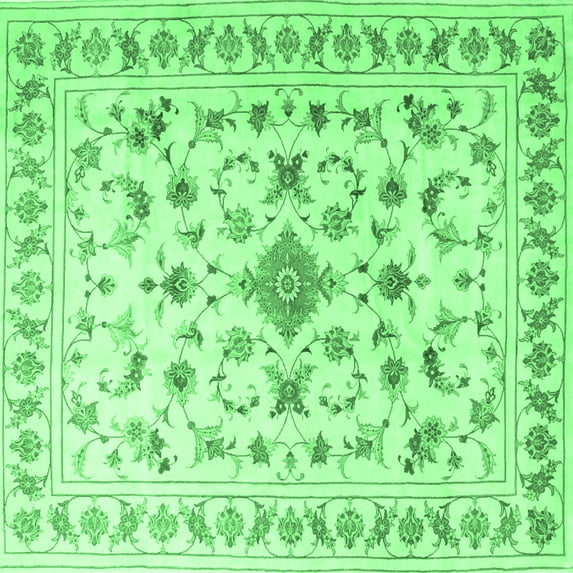 Ahgly Company Indoor Square Persian Emerald Green Traditional Area Rugs, 4' Square