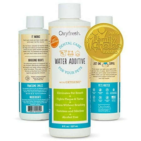 Oxyfresh Premium Pet Dental Care Solution Pet Water Additive: Best Way to Eliminate Bad Dog Breath and Cat Breath - Fights Tartar and Plaque - So Easy  just add to Water! Vet Recommended! 8 oz.