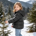 thumbnail image 4 of Girls Solid Hooded Padded Jacket Zip up Long Sleeve Quilted Coat Thick Warm Winter Outerwear for Toddler Little Girls Daily Outdoor Wear Black 12 Months, 4 of 8