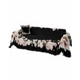thumbnail image 2 of Floral Black Sofa Covers for 3 Cushion Couch,Washable Sectional & L Shape Couch Covers for Dog/Cat/Kid,Vintage Botanical Blossom Spring Summer Non Slip Sofa Slipcover Tassel Futon Cover 71x150, 2 of 8