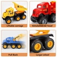 thumbnail image 3 of Construction Trucks Toys, 6 Pcs Friction-Powered Vehicles, 8 INCH Vehicles Set Toys for 3 4 5 Years Old Boys and Girls, Toddlers, 1:20 Crane Excavator/Mixer Dump/Fir, 3 of 7