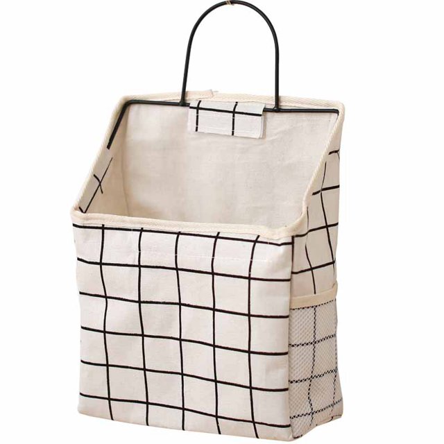 Bolsas de almacenamiento para el hogar Lino de algodón para colgar en la pared con patrón de rayas oso de fresa Electrónica