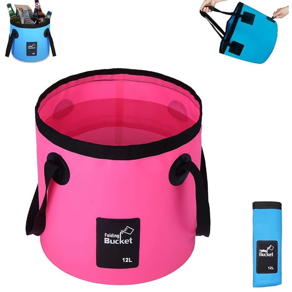 Collapsible Bucket Water Container - Bucket with Handle, 12L Portable Folding Camp Wash Basin for Camping, Fishing, Gardening, Car Washing, and Outdoor Use