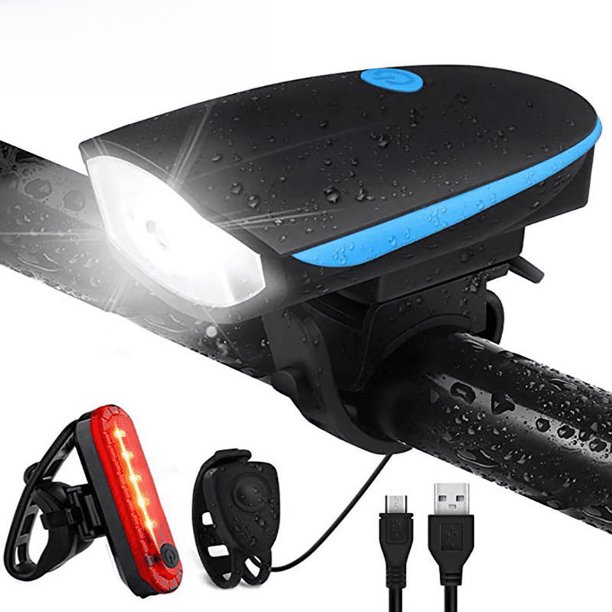 Bocina de bicicleta Faros delanteros Ciclismo nocturno Carga USB Equipo de conducción de bicicleta de montaña Faros de advertencia destacados