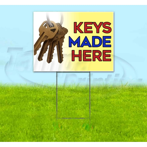 Keys Made Here (18" x 24") Yard Sign, Includes Metal Step Stake