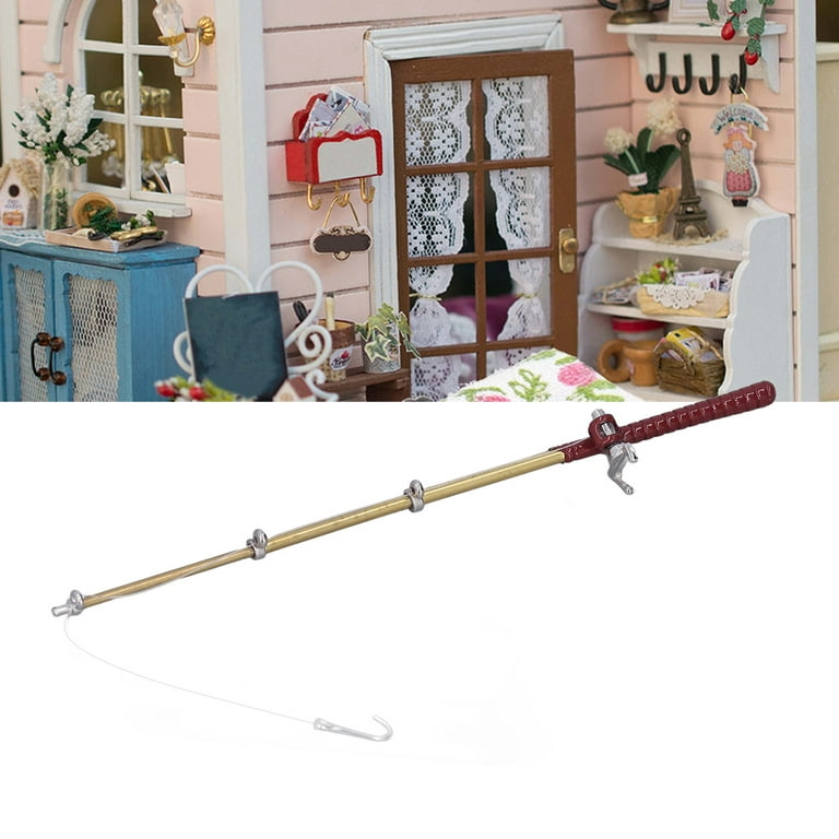 Miniature Fishing Pole,Dollhouse Fishing Rod 1:12 Retro Beautiful Vivid Mini  Dollhouse Fishing Rod Doll House Decor for Above 3 Years Old for Kids  Dollhouse Decoration Accessories 