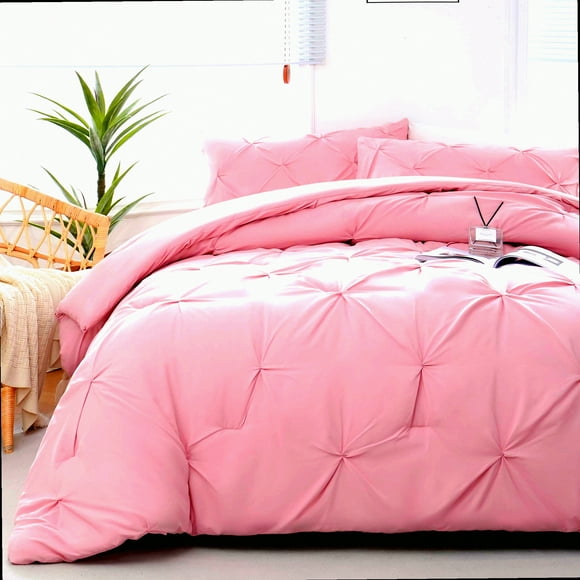 Pink Pintuck Pleated Comforter Bundle