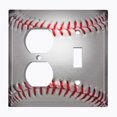 thumbnail image 2 of Metal Light Switch Plate Outlet Cover (Baseball - Single Duplex Single Toggle), 2 of 2