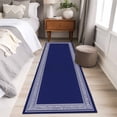 thumbnail image 2 of Kitchen Runner Rug Navy Blue Abstract Geometric Runner Rugs for Bedroom Hallway Entryway Stair, Back Print Border Area Rug Non-slip Washable Floor Carpet 2x6ft, 2 of 9