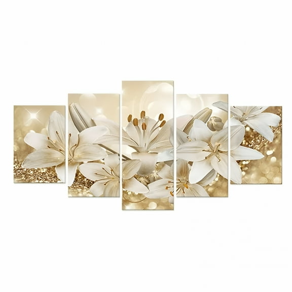 LAMIRO Fashion Wall Art Canvas Painting 5 Pieces Fashion Beautiful Flower Hangs Household Pendant