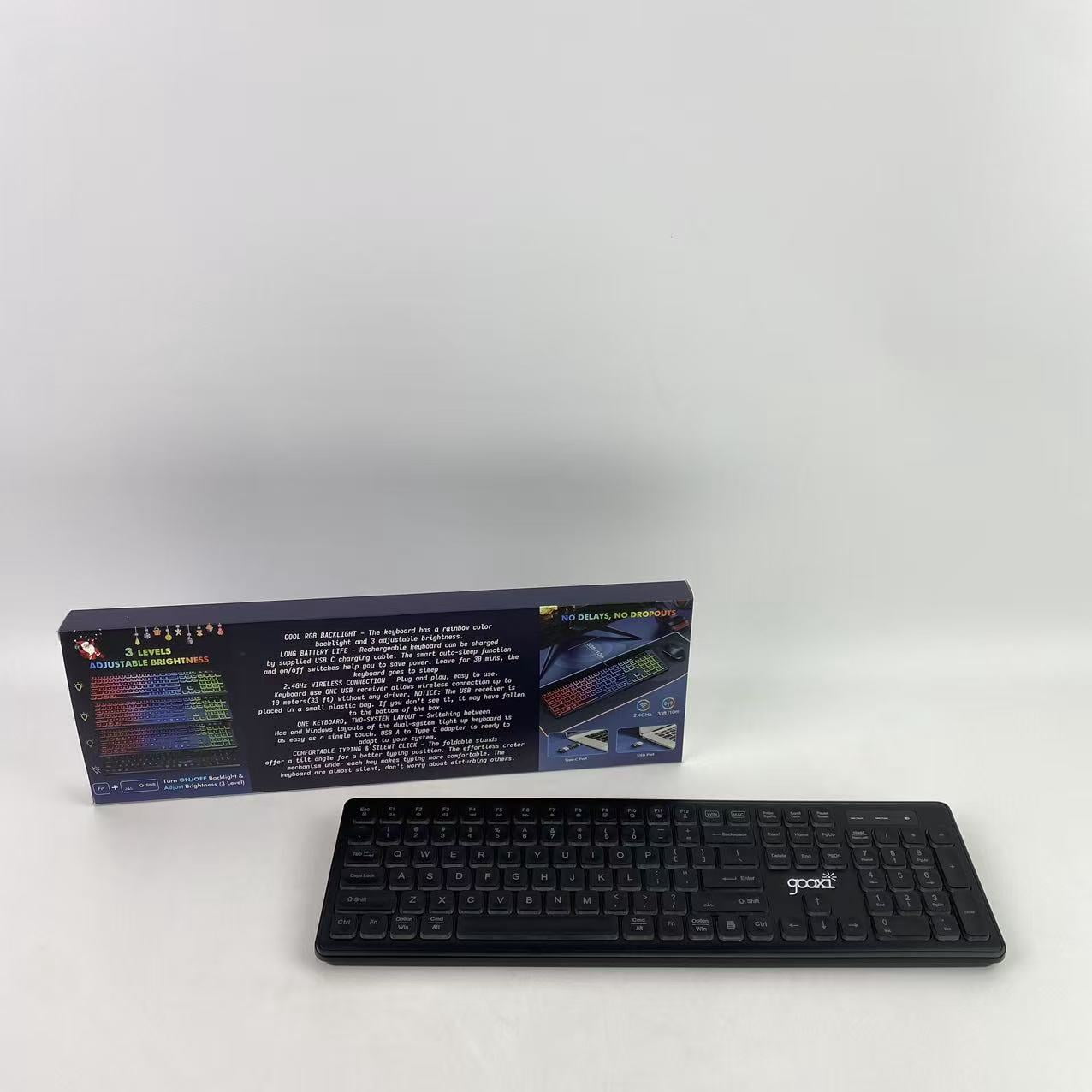 gooxi Computer peripheral devices, wireless keyboard, rechargeable and illuminated letters, full-size