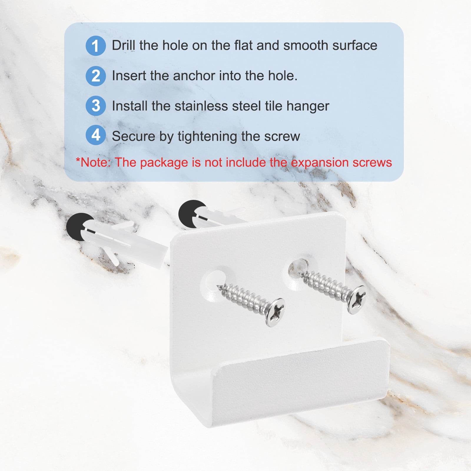 Uxcell 10 Pcs Stainless Steel Tile Hanger, Heavy Duty Wall Mount Bracket, Sand White, 20mm(13/16") Inner Width