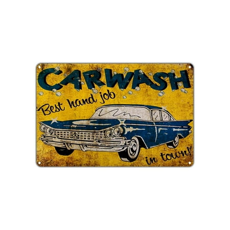 Carwash Best Hand Job In Town! Funny Novelty Vintage Retro Metal Wall Decor Art Shop Man Cave Bar Aluminum 18